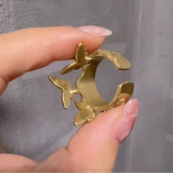 Anthropologie Gold Ring with Blue Butterfly Accents - Picture 6 of 7